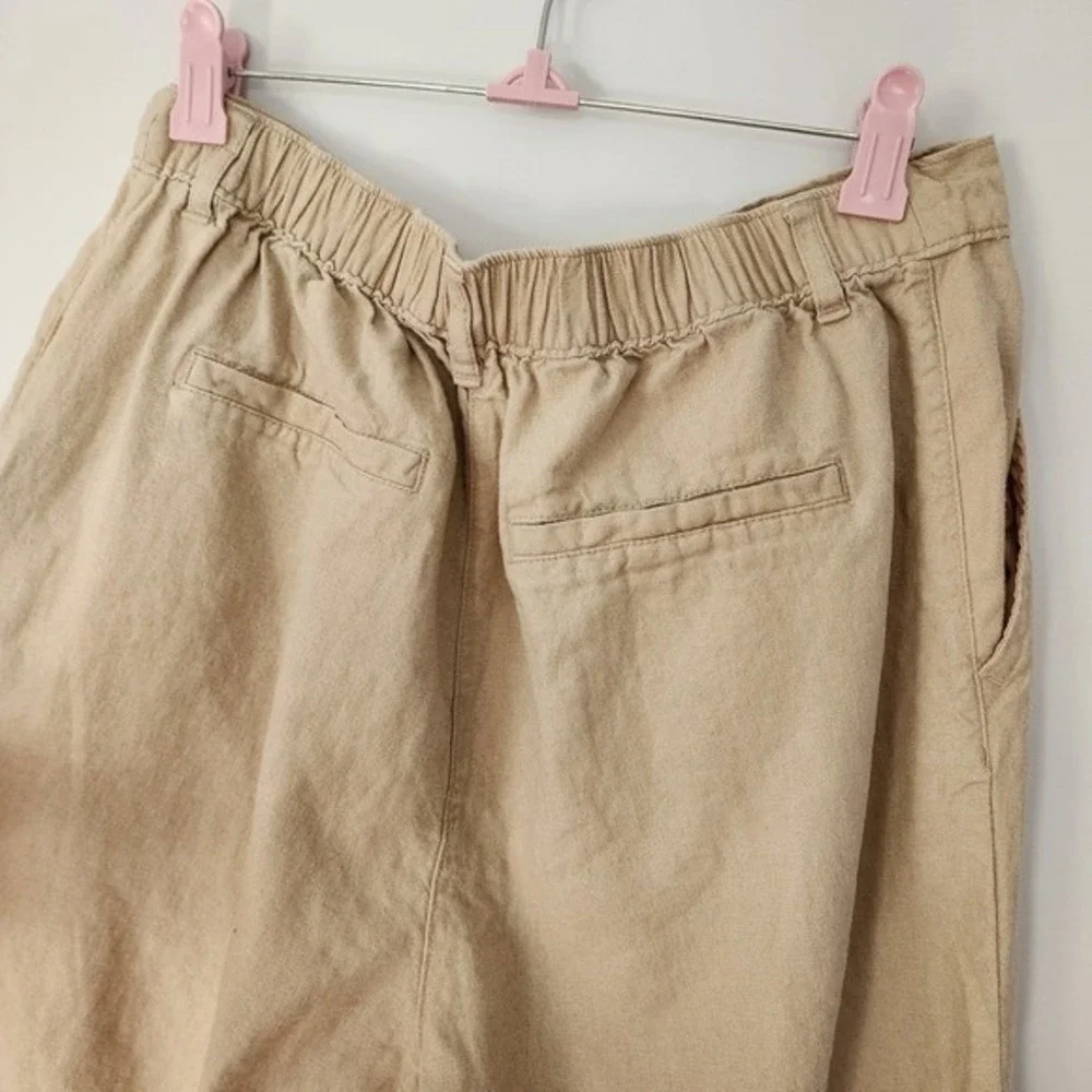 Love Tree Wide Leg Pants Womens Large Beige Linen Blend Boho Coastal Beachy - Picture 8 of 9